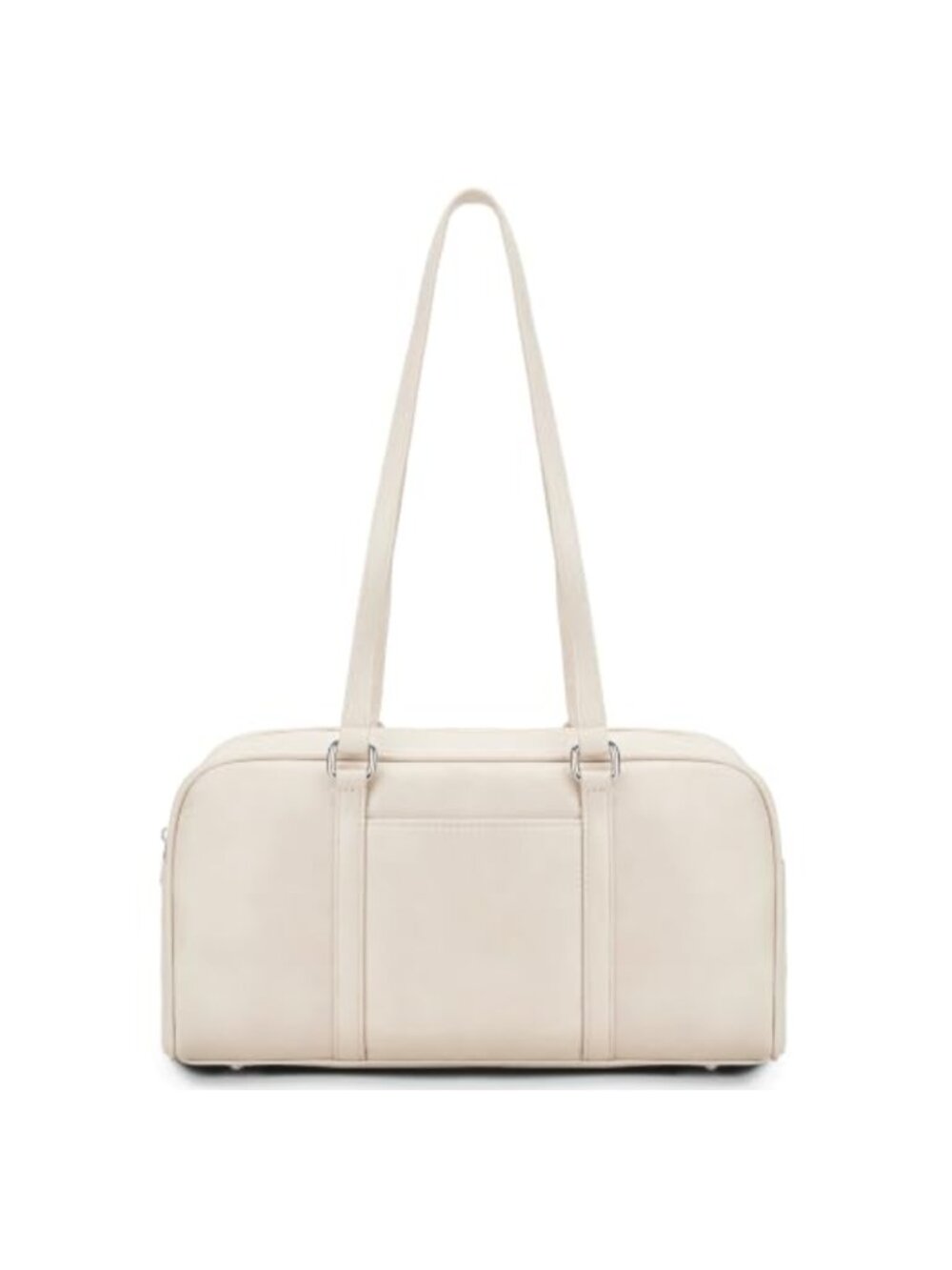 Faux Leather Bowler Shoulder Bag with Top Handle Zip Closure